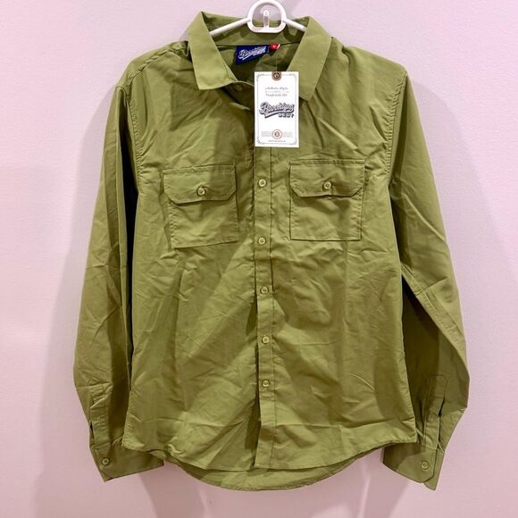 Brooklyn’s Best men’s olive green casual button down shirt size medium NWT - Picture 1 of 8
